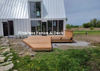 Wood deck install, unique shape