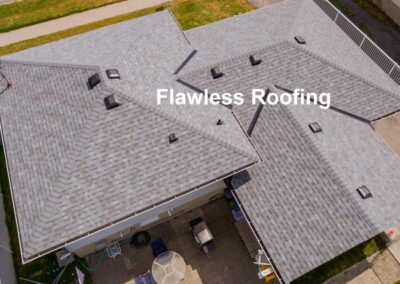 Drone shot of a new shingle roof