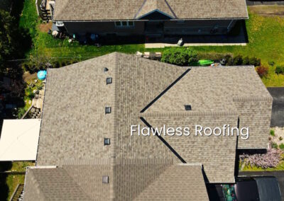 Aerial view, beige shingle house