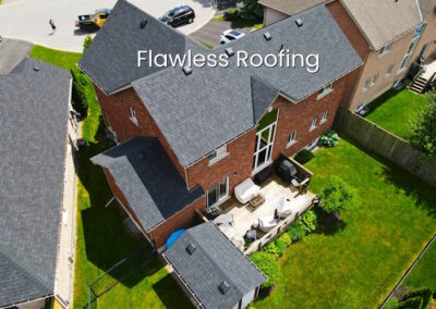 Aerial view grey shingle roof