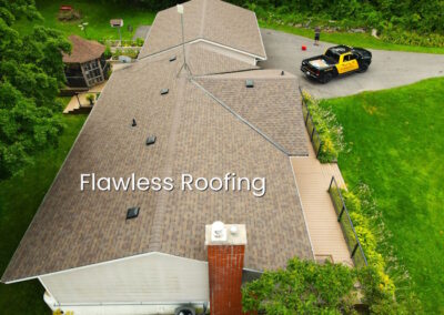 Aerial view beige shingle roof