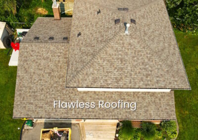 Aerial view beige shingle roof