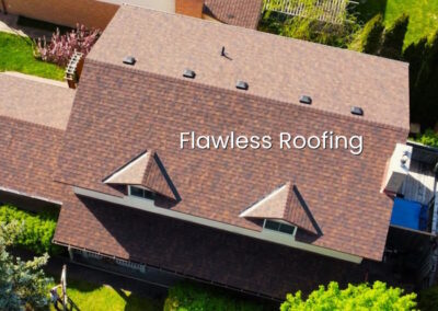 Aerial view brown shingle roof